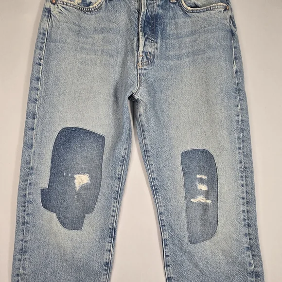 Mother High Waisted Hiker Hover Chew Jean Size 29 High Rise Patches Button Fly - Picture 5 of 16